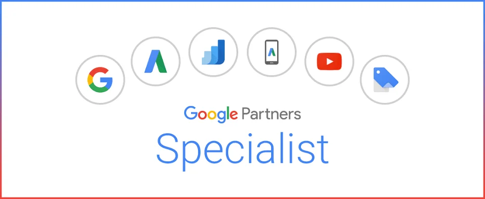 Eine Gruppe von Logos auf einem weißen Hintergrund. Google Partners Specialist 