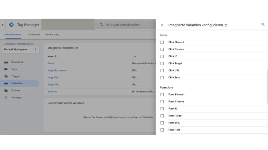 Google Tag Manager Website-Tracking Variablen konfigurieren