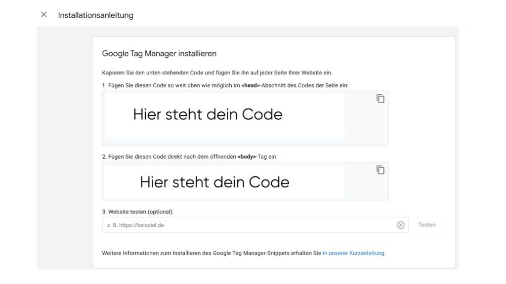 Google Tag Manager installieren