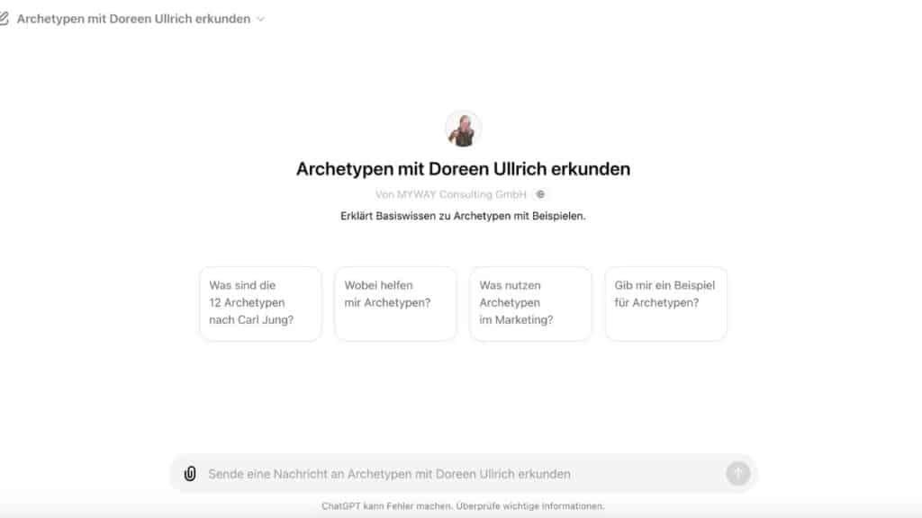 Verkaufstexte mit KI erstellen_der Chatbot von Doreen Ullrich für Archetypen