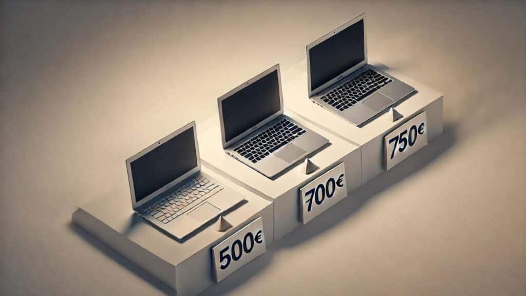 Decoy Effekt 3 Laptops mit 3 Preisangeboten