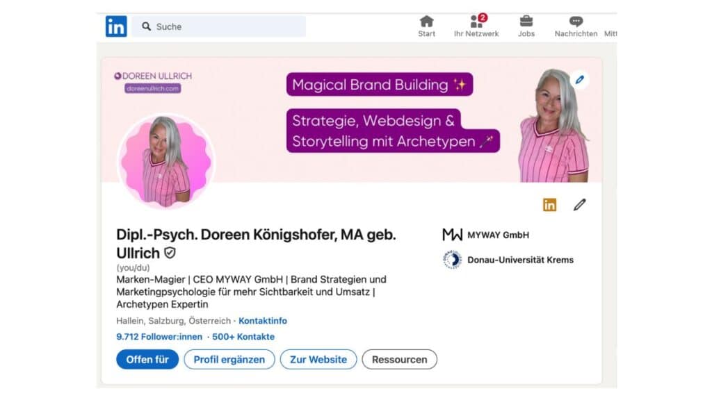 Beispiel Profil Doreen Königshofer - Personal Branding auf LinkedIn