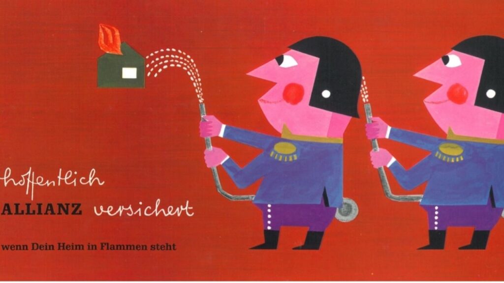 Ein Cartoon von 2 Menschen. - Allianz hoffentlich Allianz versichert