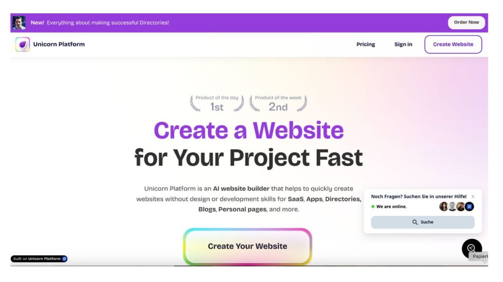 Ki-Landingpages Sample Unicorn Platform